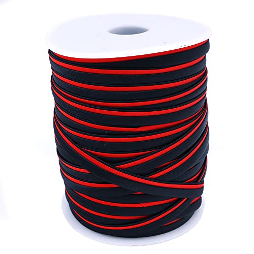 CENPEK 10 mm Single Fold Schrägband Bühne Kostüme Kleidung Roben Kantenstreifen Satinband für Cosplay Nähen DIY Cheongsam - Schwarz Rot von CENPEK