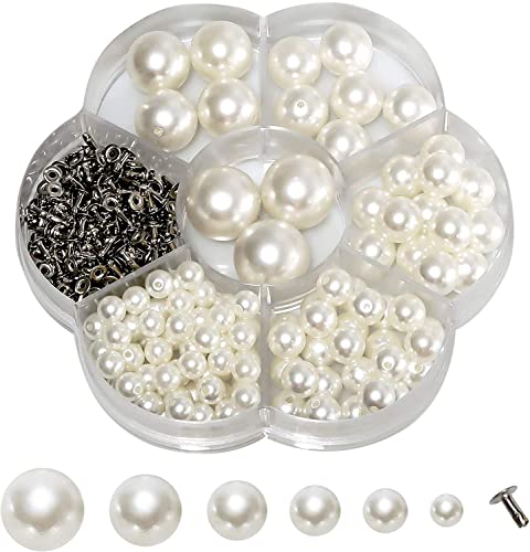 CENPEK 127 Stück 6 mm 8 mm 10 mm 12 mm 14 mm 16 mm gemischte Größe weiße Kunststoffperlen Nieten mit Basis für Handwerk DIY Dekoration Kleidung Zubehör CENPEK 127 Stück 6 mm 8 mm 10 mm 12 mm 14 mm 16 mm gemischte Größe weiße Kunststoffperlen Nieten mit Basis für Handwerk DIY Dekoration Kleidung Zubehör von CENPEK