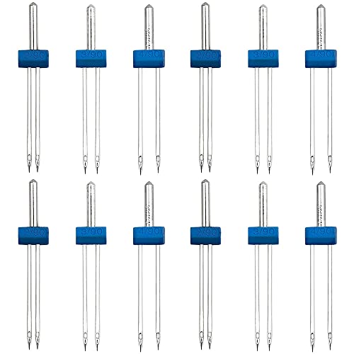CENPEK 15 Stück Zwillingsnadel Stretch Maschinennadeln Universal Doppelnadel für die meisten Nähmaschinen für Haushaltsnähmaschine, 3 gemischte Größen 2.0/90, 3.0/90, 4.0/90 von CENPEK