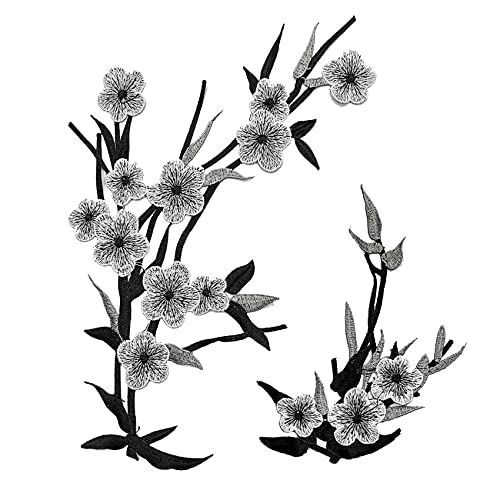 CENPEK 2 Stück Blume Zart bestickte Aufnher Stickerei Aufnher Aufnher Aufnher Aufnher Aufnher Coole Aufnher-Grau von CENPEK