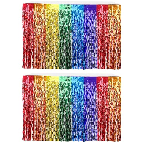 CENPEK 2 Stück Regenbogen-Partydekorationen,75 x 275 cm Regenbogen-Tischrock, Regenbogen-Pride-Tischrock, Cartoon-Party-Tischdekorationen für Geburtstagsparty, Urlaub, Hochzeit, Verlobung, Brautparty CENPEK 2 Stück Regenbogen-Partydekorationen,75 x 275 cm Regenbogen-Tischrock, Regenbogen-Pride-Tischrock, Cartoon-Party-Tischdekorationen für Geburtstagsparty, Urlaub, Hochzeit, Verlobung, Brautparty von CENPEK