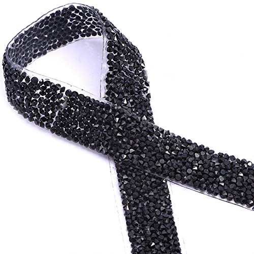 CENPEK 2 x 91 cm Kristall-Strass-Band, Diamant-Strass-Band, glitzernde Bänder, Rolle für Hochzeitstorten, Geburtstag, Basteln, Dekorationen, 2 cm breit (schwarz) von CENPEK