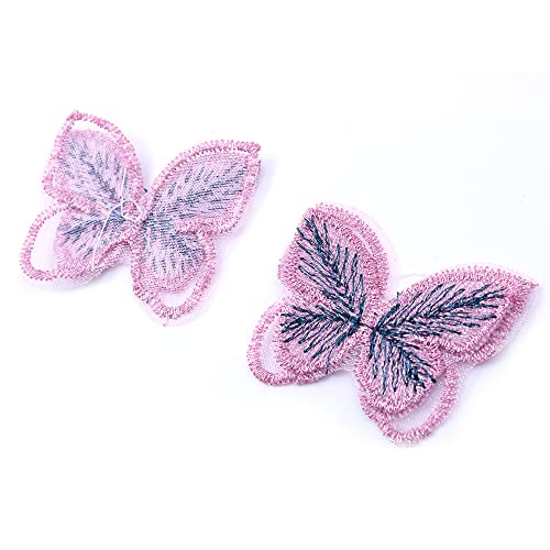 CENPEK 20 Stück Schmetterlings-Stil-Spitzen-Applikationen, Polyester, Schmetterlings-Patch, Brautnähen, Spitzenapplikationen für Kleider, Strumpfbänder, Schärpen, Kopfbedeckungen, 3,5 x 3 cm (Rosa) von CENPEK