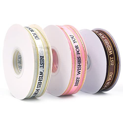 CENPEK 3 Rollen 2,5 cm breites Satinband, 45,7 m Druck, "Best Wish for You", Stoff-Bastelband für Hochzeit, Valentinstag, Blumen, Verpackung, Karton, Papier, Geschenkverpackung, Partydekoration #2 CENPEK 3 Rollen 2,5 cm breites Satinband, 45,7 m Druck, "Best Wish for You", Stoff-Bastelband für Hochzeit, Valentinstag, Blumen, Verpackung, Karton, Papier, Geschenkverpackung, Partydekoration #2 von CENPEK