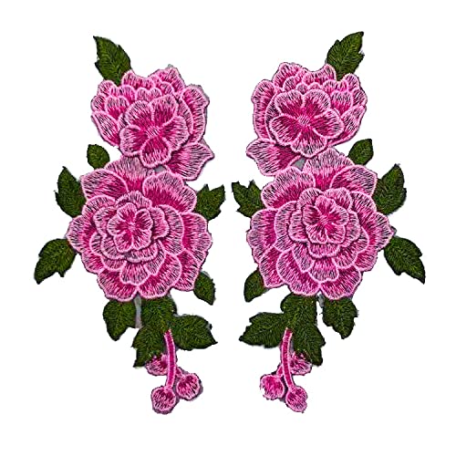 CENPEK 4 Stück Stoff 3D bunte Blumen Spitze Nähen Applikation Kragen Applikation DIY Handwerk Ausschnitt Nähen Stickerei Patches Zubehör für Cheongsam Kleidung Kleid Rosa von CENPEK