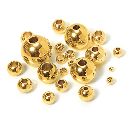 CENPEK 400 Stück runde galvanisierte Acrylperlen Abstandshalter Perlen nahtlose glatte lose Kugelperlen für stapelbare Armbänder Schmuckherstellung 8 mm, 6 mm, 5 mm, 4 mm (Gold) von CENPEK