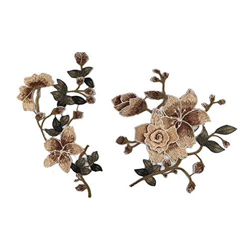 CENPEK Aufnäher mit Rosen-Motiv, zum Aufnähen, für Kleider, Hut, Tasche, Jeans, Basteln, Basteln, Kleidung, Zubehör, Braun, 2 Stück CENPEK Aufnäher mit Rosen-Motiv, zum Aufnähen, für Kleider, Hut, Tasche, Jeans, Basteln, Basteln, Kleidung, Zubehör, Braun, 2 Stück von CENPEK