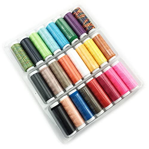 CENPEK Nähgarn für Nähmaschine, 24 Garnspulen je 120 Yard Sortierte Farbe Polyester Baumwolle Nähgarn Kit Box für Handliches und Maschinennähen, Quilten, DIY, Sticken, Anfänger von CENPEK