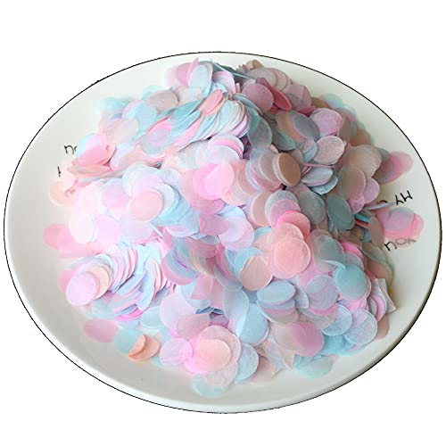CENPEK Rundes Seidenkonfetti, 500 g, Papiertisch, Hochzeitskonfetti, Punkte für Hochzeit, Geburtstag, Party, Valentinstag, Ballondekorationen, 1,5 cm (Hellblau, Hellrosa, Hellgelb) von CENPEK