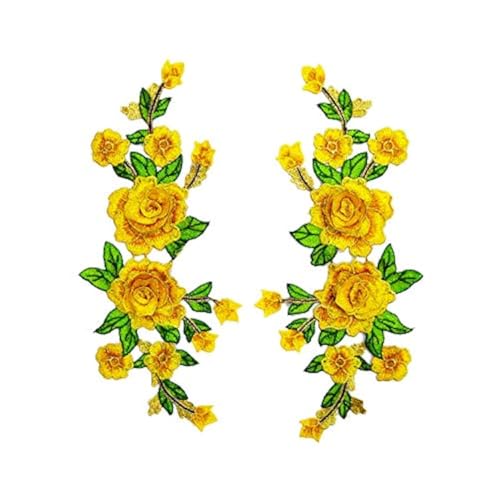 CENPEK Stickerei-Stoffaufkleber, Rosen-Blumen, mehrfarbig, Bühne, Kostüm, Kleid, Kleidung, Zubehör, Stickerei, Flicken, Handgenäht, Korsage, Gelb, 2 Stück CENPEK Stickerei-Stoffaufkleber, Rosen-Blumen, mehrfarbig, Bühne, Kostüm, Kleid, Kleidung, Zubehör, Stickerei, Flicken, Handgenäht, Korsage, Gelb, 2 Stück von CENPEK