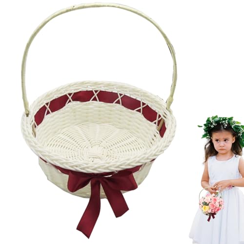 CENRF Blumenkörbe für Mädchen, aus Rattan, für Hochzeiten, Korb mit Griff | Handkorb aus gewebten Blumen für Mädchen, Hochzeit, Gartenkorb für Hochzeit, Vintage CENRF Blumenkörbe für Mädchen, aus Rattan, für Hochzeiten, Korb mit Griff | Handkorb aus gewebten Blumen für Mädchen, Hochzeit, Gartenkorb für Hochzeit, Vintage von CENRF