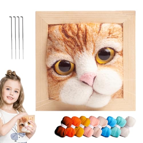 CENRF Nadelfilz-Set für Tiere, Nadelfilz-Set | Filz-Set mit Katzenkopf für Erwachsene | Katzenfilz-Zubehör aus Wolle mit Anleitung von CENRF