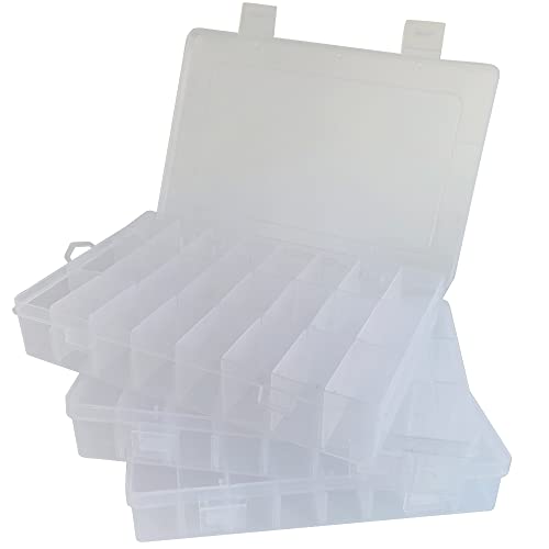 CENRONG Fächer Aufbewahrungsbox,3 Stück Einstellbar Sortierboxen Plastik Aufbewahrungsboxen mit 24 Raster Verstellbaren Trennwänden Für Nähzubehör,Schrauben,Bügelperlen,Perlen & Schmuck (Transparent) CENRONG Fächer Aufbewahrungsbox,3 Stück Einstellbar Sortierboxen Plastik Aufbewahrungsboxen mit 24 Raster Verstellbaren Trennwänden Für Nähzubehör,Schrauben,Bügelperlen,Perlen & Schmuck (Transparent) von CENRONG