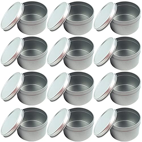 CENRONG Kerzen Dosen, 12 Stücke Wiederverwendbare Runde Kerzenbehälter mit Deckel DIY Kerze Gläse für DIY Kerze, Der, Kunst Handwerk Liefert (12 PCS Silver) von CENRONG