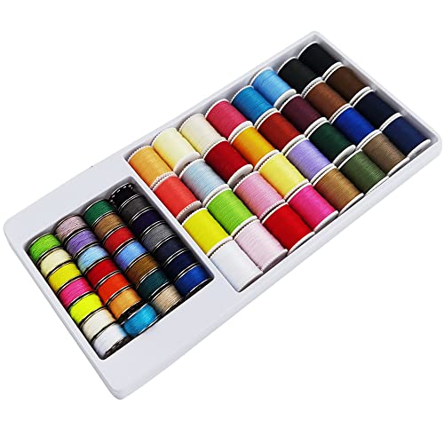 CENRONG Nähgarn-Set, 60 Pcs Mix-Farben Garnrollen Spulen und Nähgarn Polyester, Aufbewahrungskoffer, Geeignet für Hand- und Maschinennähen von CENRONG