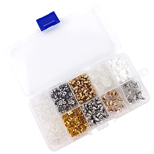 Ohrring Verschlüsse Set 10 Stile,Ohrring Stopper Sichere Ohrring Rücken Stopper Metall Gummi Kunststoff Ohrstopper,für Zubehör Ohrringe Set(560 Stücke） von CENRONG