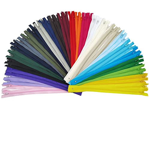 Reißverschluss,52 Pcs Nylon Reißverschlüsse Ersatz Reissverschluss Bunter Reißverschluss Unsichtbarer Reißverschluss,Für Kleidung,Taschen,Handwerk(26 Farben) von CENRONG