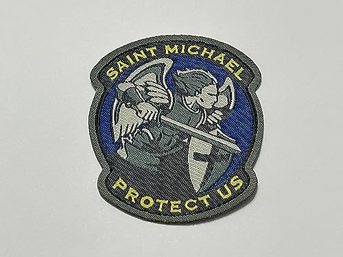 ‎CENTRO RICAMI RICAMIFICIO INDUSTRIALE ITALIANO DAL 1989 Aufnäher Mikroricata aus HD/Jacquard (High Definition) Saint Michael zum Aufbügeln, Mikronaden, hellblau, Maße: H.cm.7,7 x B. 6,7 cm von ‎CENTRO RICAMI RICAMIFICIO INDUSTRIALE ITALIANO DAL 1989