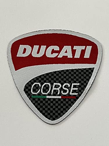 CENTRO RICAMI RICAMIFICIO INDUSTRIALE ITALIANO DAL 1989 Mikrofaser-Aufnäher aus HD/Jacquard (hohe Auflösung), Schriftzug Ducati, zum Aufbügeln, Mikrodraht, Höhe 8XL.cm.7,5, CR099 von CENTRO RICAMI RICAMIFICIO INDUSTRIALE ITALIANO DAL 1989