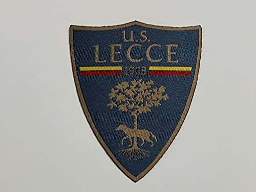 Patch-Aufnäher in HD/Jacquard (hohe Auflösung) LECCE-Logo zum Aufbügeln, Mikrofaden, Maße: H.8 x B. 6,5 cm, hergestellt in Italien von CENTRO RICAMI RICAMIFICIO INDUSTRIALE ITALIANO DAL 1989