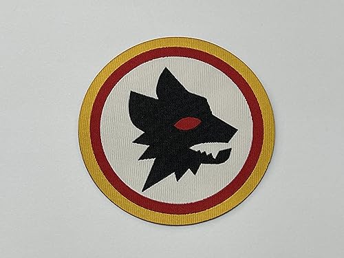 CENTRO RICAMI RICAMIFICIO INDUSTRIALE ITALIANO DAL 1989 Lupa Roma Aufnäher zum Aufbügeln, Mikro-Stickerei, Durchmesser: 8 cm, hergestellt in Italien. von CENTRO RICAMI