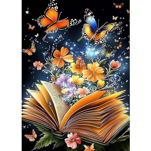 CEOVR Diamond Painting Bilder Kit Bücher und Blumen,30x40cm Diamant Paintings Kit,5D DIY Diamond-painting, Schmetterlinge CEOVR Diamond Painting Bilder Kit Bücher und Blumen,30x40cm Diamant Paintings Kit,5D DIY Diamond-painting, Schmetterlinge von CEOVR