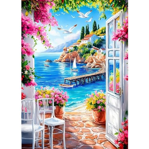 CEOVR Diamond Painting Bilder Kit Erwachsene,5D Landschaft Diamond-painting 30x40 cm,Landschaft Zum Meer Hin Diamant Art Set von CEOVR