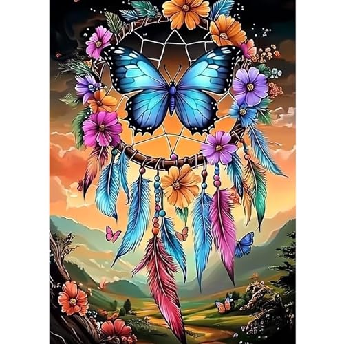 CEOVR Diamond Painting Bilder Kit Erwachsene,5D Traumfänger Diamond-painting 30x40 cm,Schmetterlinge und Windspiele Diamant Art Set von CEOVR