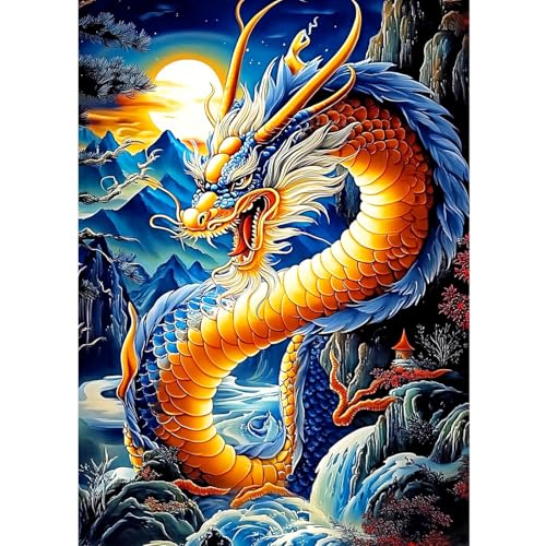 CEOVR Diamond Painting Bilder Kit Erwachsene Drache,30x40 cm Diamant Paintings Kit,5D DIY Diamond-painting Geheimnisvoller Drache von CEOVR