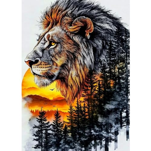 CEOVR Diamond Painting Bilder Kit Erwachsene Löwe,30x40 cm Diamant Paintings Kit,5D DIY Diamond-painting Landschaft von CEOVR