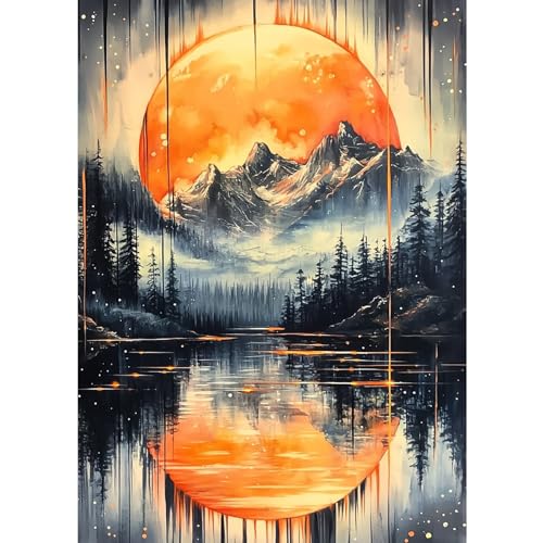 CEOVR Diamond Painting Bilder Kit Landschaft,30x40 cm Diamant Paintings Kit,5D DIY Diamond-painting,Sonnenuntergang und Berg von CEOVR