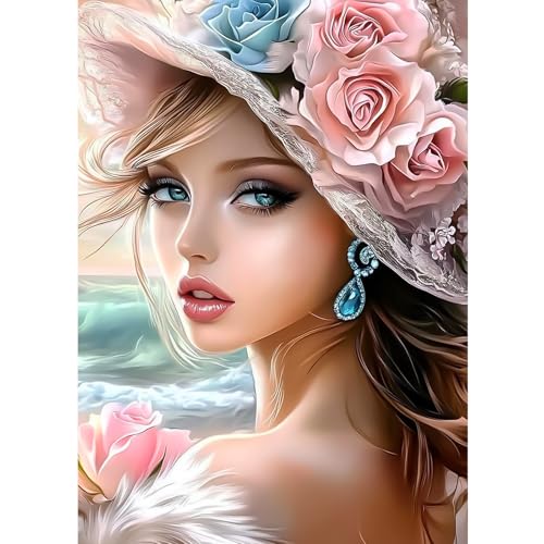 CEOVR Diamond Painting Bilder Kit Schönheit,30x40cm Diamant Paintings Kit,5D DIY Diamond-painting, Edles Mädchen am Strand von CEOVR