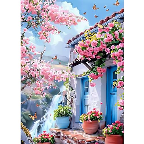 CEOVR Diamond Painting Bilder Kits,5D DIYDiamant Malerei Kits,30x40 cm Diamond Painting Erwachsene (Blau Rosa Weiß) von CEOVR