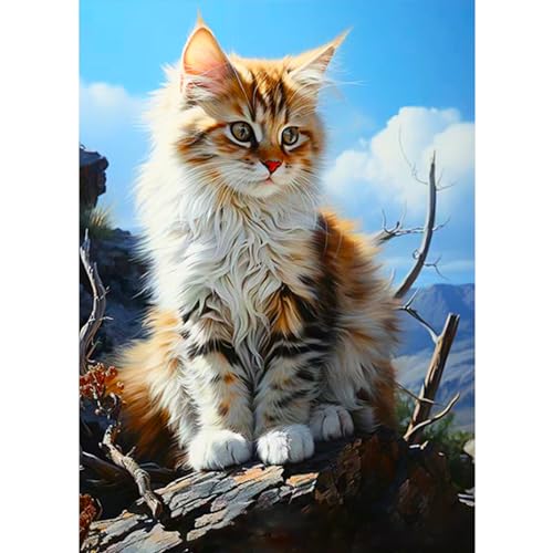 CEOVR Diamond Painting Erwachsene Katze 5D Diamond Painting Bilder Kinder Tier DIY Diamond-painting,Tricolor Cat Diamond Painting Set für Dekoration,Geschenk für Freunde,30x40 cm von CEOVR