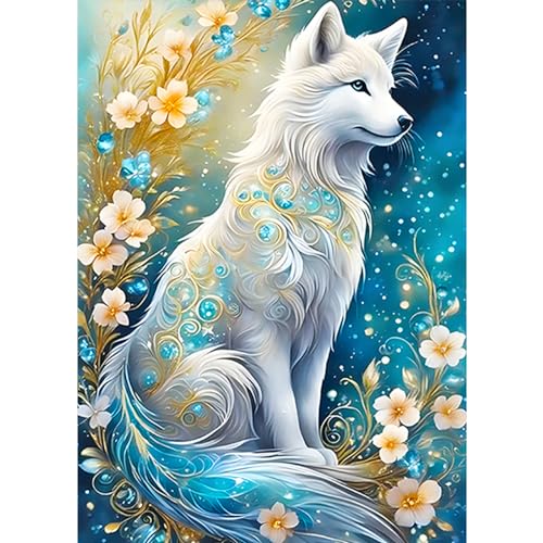 CEOVR Diamond Painting Erwachsene Tier 5D Diamond Painting Bilder Kinder,DIY Diamond-painting Fuchs,Blumen Diamond Painting Set 30x40cm,Diamond Art Kit Geschenk für Freunde von CEOVR