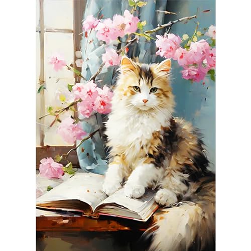 CEOVR Diamond Painting Erwachsene Tiere 5D Diamond Painting Bilder Kinder Katze im Arbeitszimmer DIY Diamond-painting,Blumen Diamond Painting Set,Geschenk für Freunde,30x40 cm von CEOVR