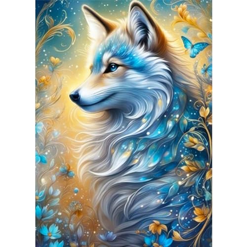CEOVR Diamond Painting Erwachsene Wolf 5D Diamond Painting Bilder Kinder Schmetterling und Blumen DIY Diamond-painting,Fantasie Diamond Painting Set,30x40 cm von CEOVR