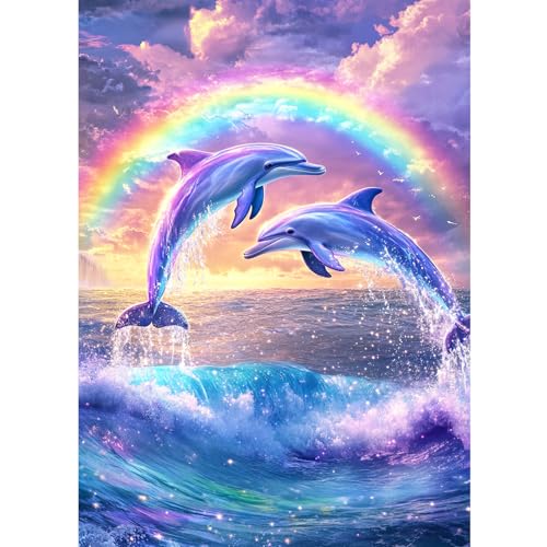 CEOVR Diamond Painting Kit Erwachsene Delfin,Diamond-painting,30x40 cm Regenbogen und Tiere Diamant Paintings Kit,5D DIY Diamant Bilder Set von CEOVR