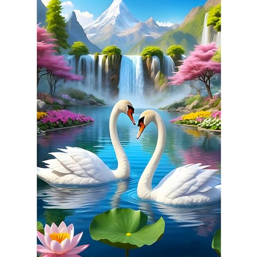 CEOVR Diamond Painting Kit Erwachsene Schwan,Schwanen Paar Diamond-painting,30x40 cm Diamant Paintings Kit,5D DIY Diamond Painting Bilder Set,5D DIY Tiere Diamond Painting Bilder Kit von CEOVR