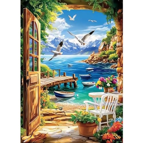 CEOVR Landschaft Diamond Painting Bilder Kit Erwachsene,5D Diamond-painting 30x40 cm,Küsten Landschaft Diamant Art Set von CEOVR