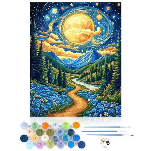 CEOVR Malen Nach Zahlen Erwachsene Kit,Mal Nach Zahlen für Erwachsene Anfänger,Paint by Numbers Adult Set,Ohne Rahmen 40x50 cm DIY Painting by Numbers (Blau gelb) von CEOVR