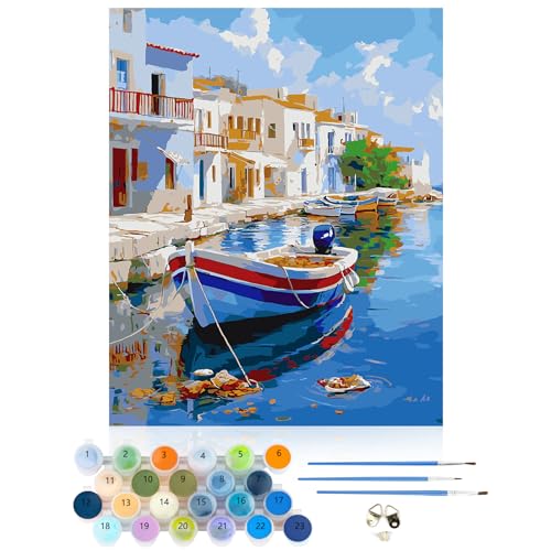 CEOVR Malen Nach Zahlen Erwachsene Kit,Mal Nach Zahlen für Erwachsene Anfänger,Paint by Numbers Adult Set,Ohne Rahmen 40x50 cm DIY Painting by Numbers (Blau weiß) von CEOVR