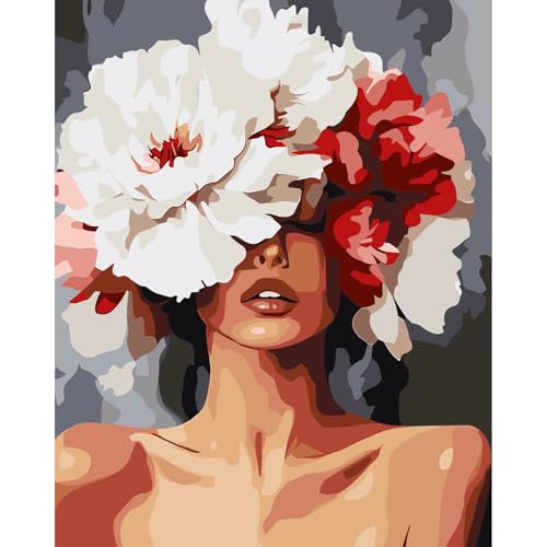 CEOVR Malen Nach Zahlen Erwachsene Kit,Mal Nach Zahlen für Erwachsene Anfänger,Paint by Numbers Adult Set,Ohne Rahmen 40x50 cm DIY Painting by Numbers (braun rot weiß) von CEOVR