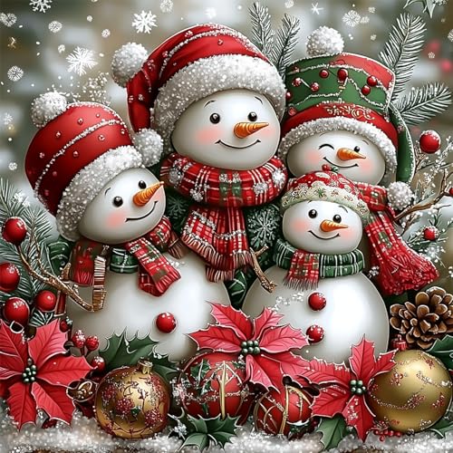 CEOVR Schneemann Diamond Painting Bilder Kit Erwachsene,5D Diamond-painting 30x30cm,Diamant Art Set,Weihnachten von CEOVR