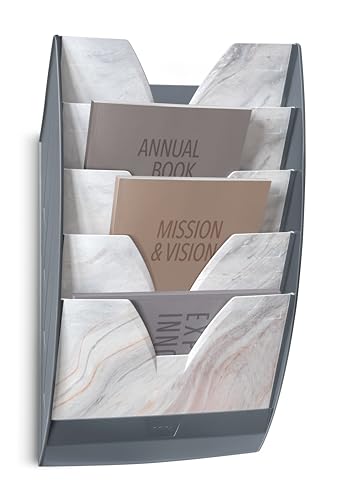 CEP Wand-Ordnungsmappe, 5 Fächer, vertikal, Format 24 x 32 cm, Wandbefestigung, Marmordruck, Rosa von CEP