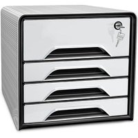 cep Schubladenbox Smoove Secure  schwarz/weiß 1073110121, DIN A4 mit 4 Schubladen von CEP
