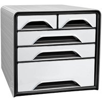 cep Schubladenbox Smoove  schwarz/weiß 1072130121, DIN A4 mit 5 Schubladen von CEP