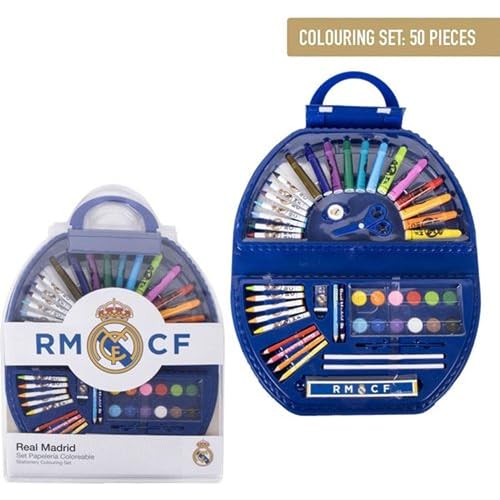 50-teiliges Malset, offizielles Real Madrid Kunstset zum Malen und Zeichnen – Real Madrid Schreibwarenset. Enthält Marker, Bleistifte, Figuren und Blätter, ideal für kreative Aktivitäten. 50-teiliges Malset, offizielles Real Madrid Kunstset zum Malen und Zeichnen – Real Madrid Schreibwarenset. Enthält Marker, Bleistifte, Figuren und Blätter, ideal für kreative Aktivitäten. von CERDÁ LIFE'S LITTLE MOMENTS