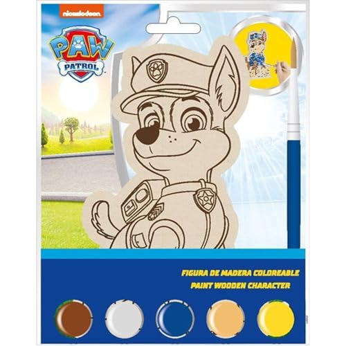 Paw Patrol Holzfigur zum Bemalen mit Farben und Pinsel – Kreatives Kinderset ideal zum Basteln und Verschenken für Kinder, Paw Patrol Fans von CERDÁ LIFE'S LITTLE MOMENTS