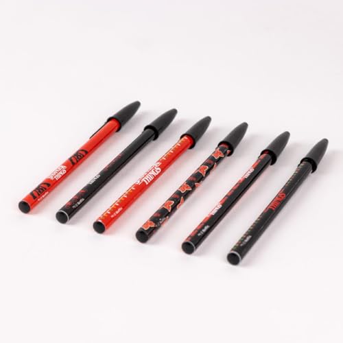 Stranger Things Kugelschreiber, 6 Stück, verschiedene Designs in Rot und Schwarz, mit Deckel in Schwarz, 100 % ABS-Kunststoff, Originalprodukt, entworfen in Spanien von CERDÁ LIFE'S LITTLE MOMENTS